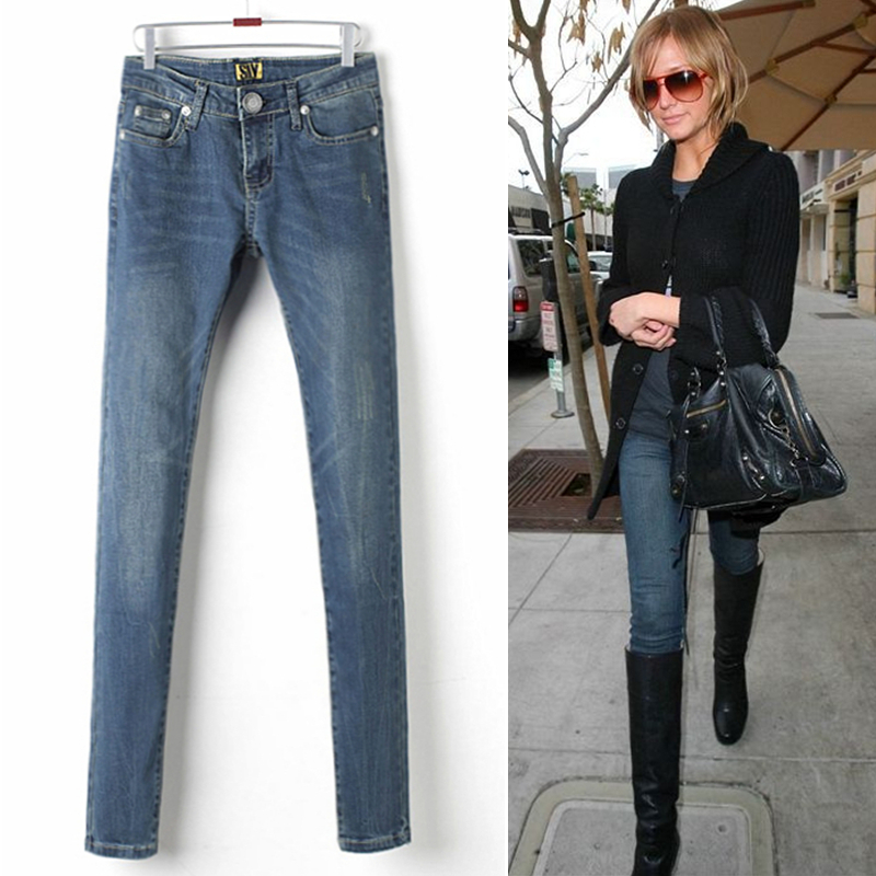 Free shipping, 2012 women's sly water wash trousers type awesome women's jeans female skinny pants vintage blue