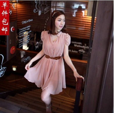 Free shipping-2012 women's summer chiffon skirt summer elegant slim chiffon one-piece dress