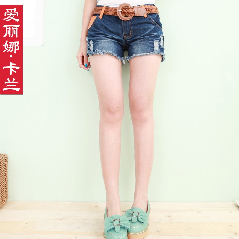 Free Shipping 2012 women's summer multicolour denim shorts female moben hole denim shorts