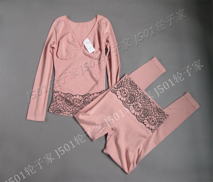 free shipping 2012 women's thickening thermal underwear V-neck high waist abdomen drawing butt-lifting beauty care set