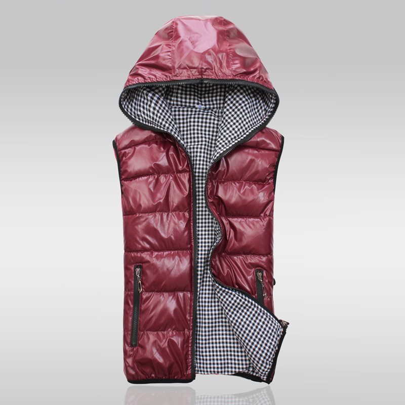 free shipping 2012 women's with a hood double faced shiny two ways vest down cotton-padded jacket thickening vest