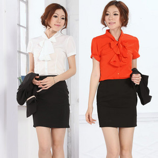 Free shipping 2012 women's work wear shirt ol slim all-match shirt OL professional skirt outfit short-sleeve shirt