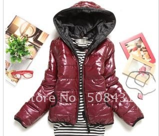 free shipping 2012 women winter coat hooded shiny jacket cotton-padded thick Down Parkas Coating Silk cotton