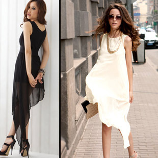 Free shipping 2012 Womens Dress fashion asymmetrical elegant chiffon flavor one-piece dress K8339