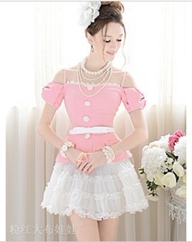 free shipping 2012 xiaxin pink slim paillette laciness bow sweet elegant shirt