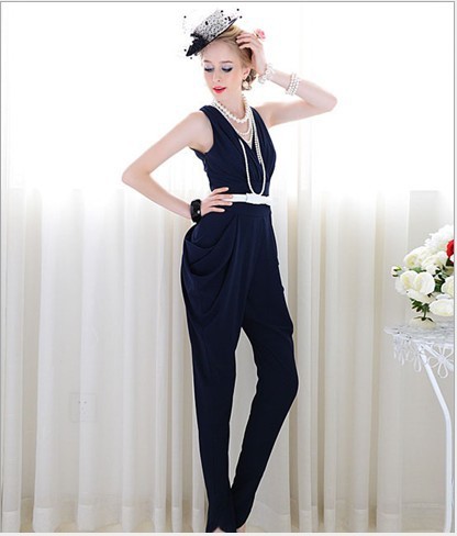 Free shipping !2012New Fashion Harem womens jumpsuits.Summer Sleevess Big size rompers,High quality S M L XL