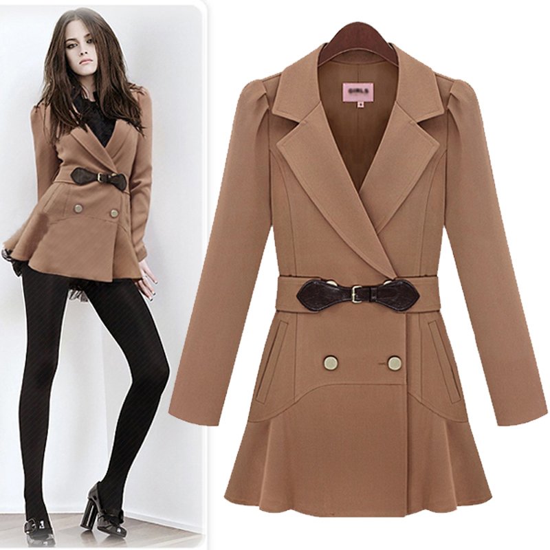 Free Shipping 2012New Women's boutique double breasted autumn and winter slim elegant medium-long outerwear trench