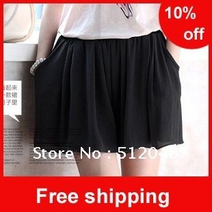 Free shipping,2012Summer new style shorts/chiffon skirt/beach pantskirt / elastic waist  pants /all color and size are available