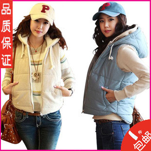 free shipping 2013 2013 women's cotton vest spring and summer fashion Women with a hood cotton vest women's clothes