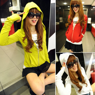 Free shipping 2013 3828  women's slim cardigan long-sleeve autumn thin zipper casual with a hood sweatshirt outerwear