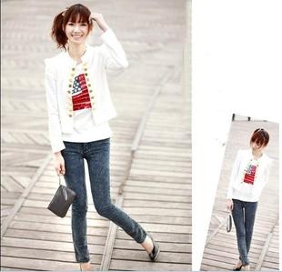 Free shipping 2013 8249 all-match long-sleeve cardigan gold buckle short jacket