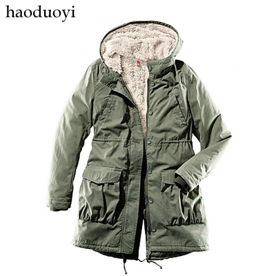 Free shipping 2013   autumn and winter Army Green thermal wool liner wadded jacket thickening overcoat hm 6 full