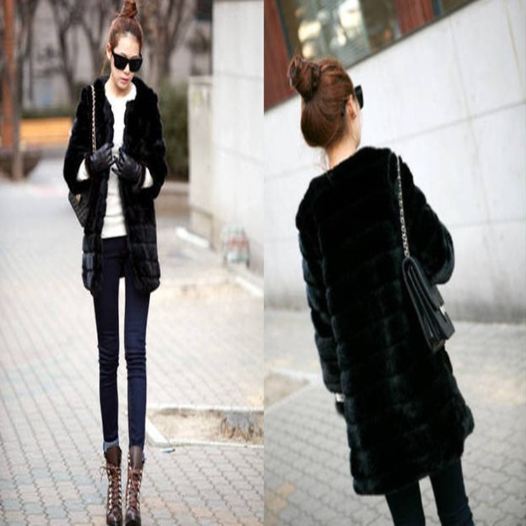 Free shipping 2013 Autumn and winter outerwear trophonema medium-long thickening fur coat