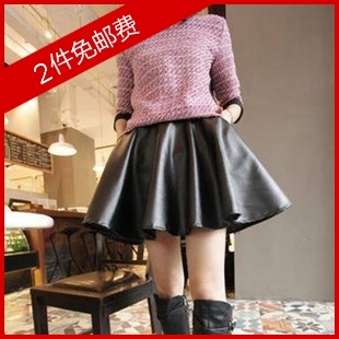 FREE SHIPPING 2013 autumn and winter vintage leather skirt