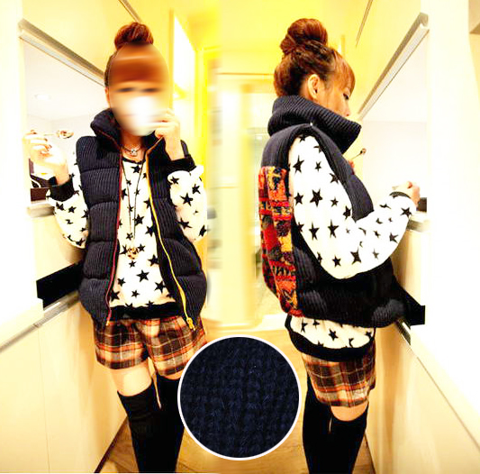 Free Shipping 2013 autumn and winter women 860751 casual knitted multicolour patchwork vest wholesale