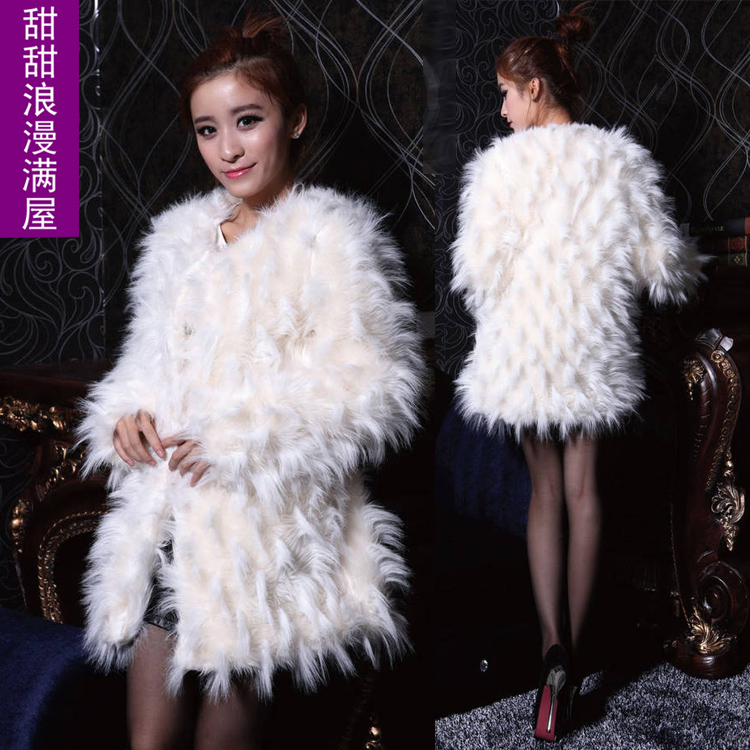 Free Shipping 2013 autumn and winter women elegant noble ladies 2201 thickening fur outerwear white wholesale