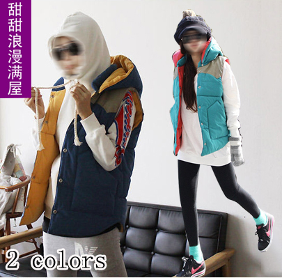 Free Shipping 2013 autumn and winter women h5855 casual all-match disassembly thickening hooded vest