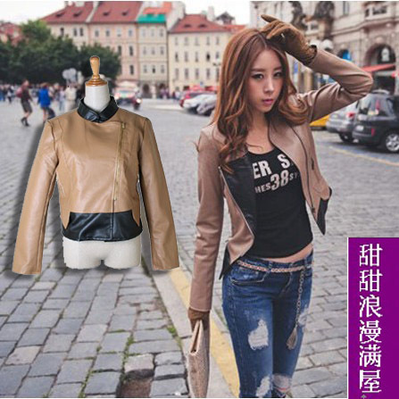 Free Shipping 2013 autumn and winter women l3019 elegant slim leather clothing outerwear wholesale