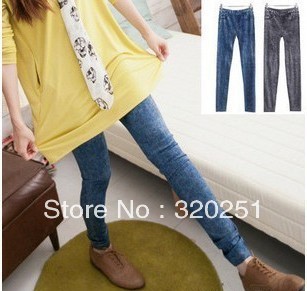 free shipping 2013 autumn and winter women's nine points imitation jeans leggings snowflakes pencil pants p227 of