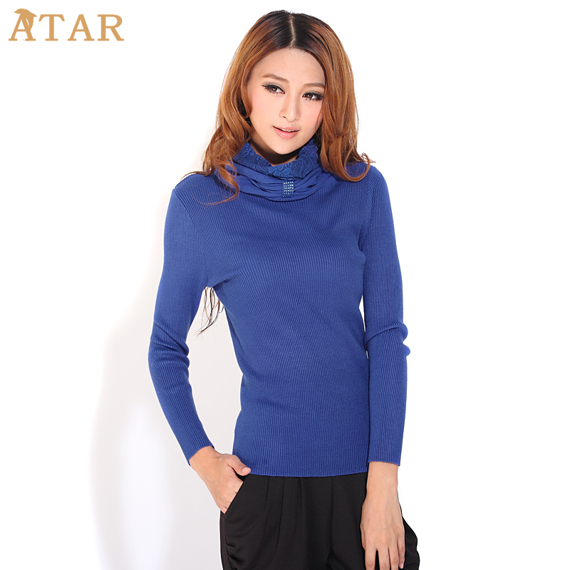 free shipping 2013 autumn slim all-match pullover turtleneck sweater basic shirt long-sleeve T-shirt brief women's y064