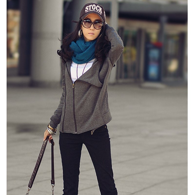 Free shipping 2013 autumn /winter fashion double zipper sweatshirt outerwear E8064BBNL