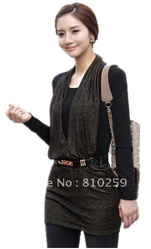 free shipping 2013 autumn winter women new clothing 3-color temperament long sleeve leave two blouses shirts top with belt 9946