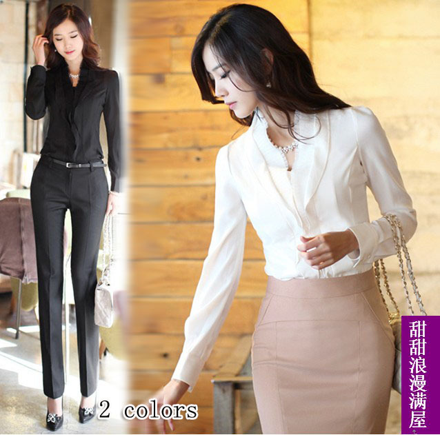 Free Shipping 2013 autumn women's 46811 elegant ol elegant slim laciness ruffle collar long-sleeve shirt