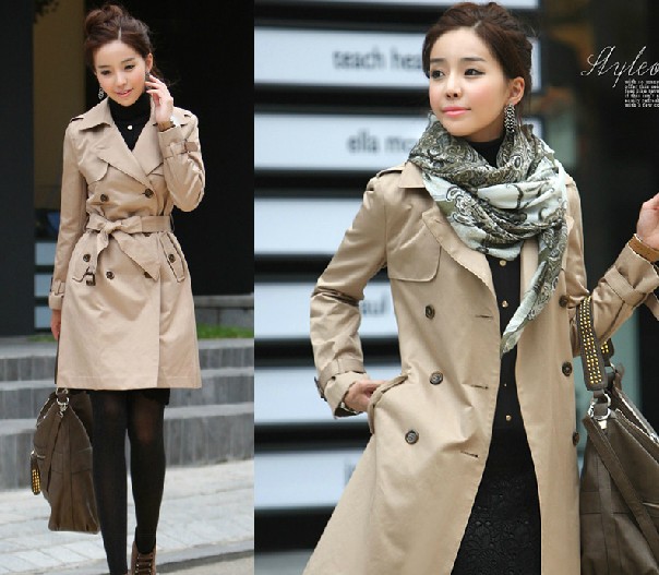 FREE SHIPPING!  2013 autumn women's spring and autumn fashion trench outerwear female double breasted slim coats