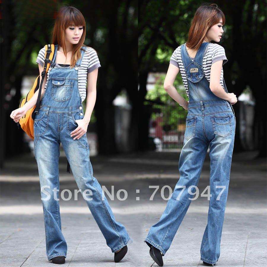 Free shipping 2013 Brand denim overalls for women loose straight rompers womens jumpsuit bib pants plus size Harem jeans