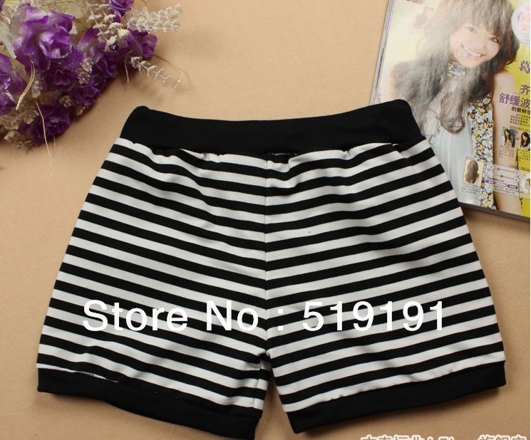 Free Shipping 2013 Cotton Casual Striped Women's Shorts/Hot Pant/Free Size