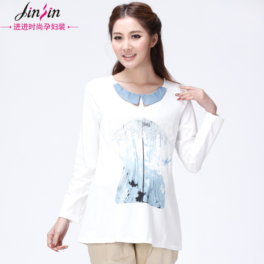 Free shipping 2013 cotton maternity clothing spring long-sleeve fashion maternity top