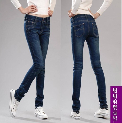 Free Shipping 2013 Dark Blue slim denim trousers skinny pants pencil pants 4816