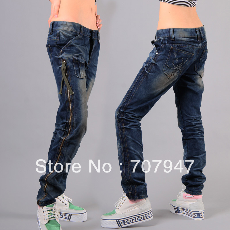 Free shipping 2013 Denim Jeans baggy jeans woman with zipper  plus size harem pants loose fashion harem jeans Wholesale