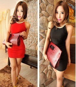 Free shipping 2013 elegant temperament party small formal attire pearl hanging neck sexy package hip dress spring