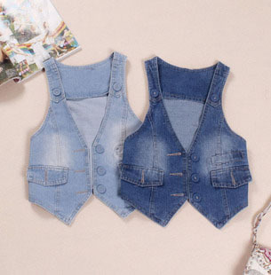 Free shipping 2013 excellent pattern covered buttons short design denim brief fashion all-match vest coat vest