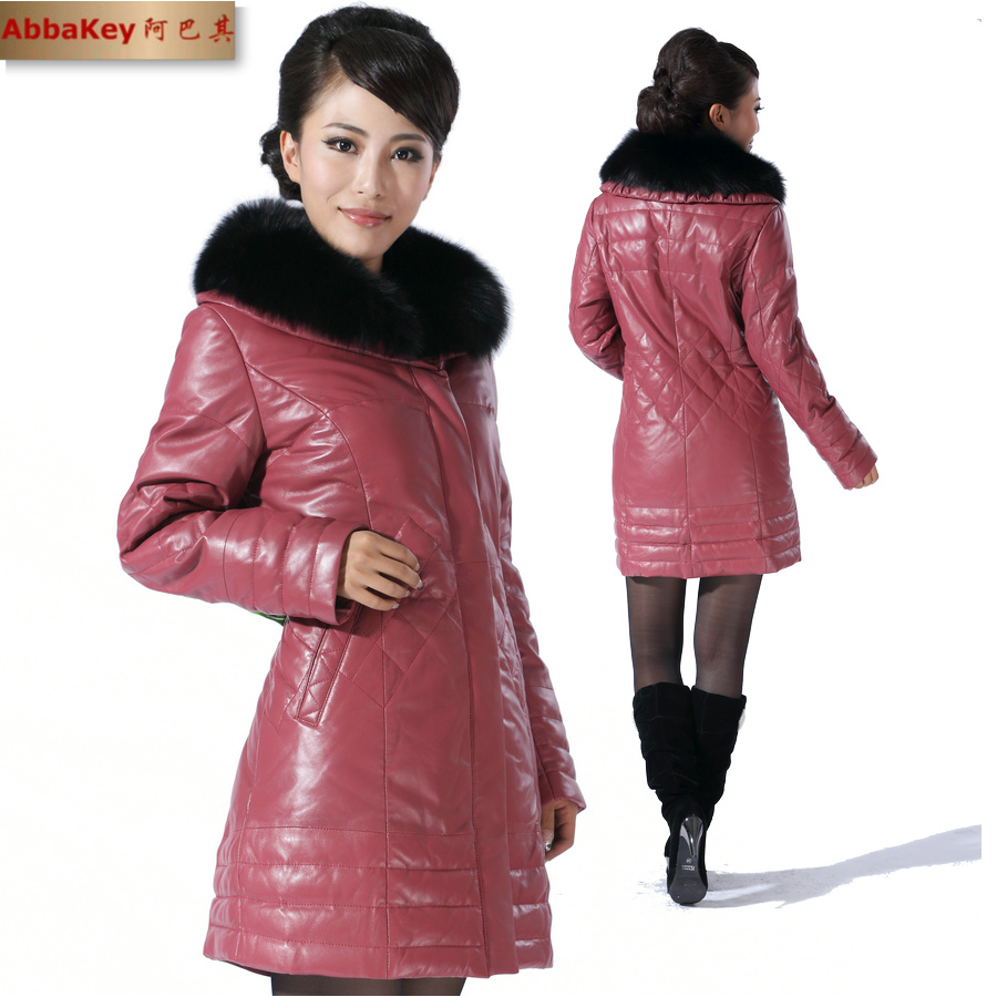 Free shipping 2013 fashion down coat  12 genuine leather   sheepskin  medium-long fox fur   women's down jacket