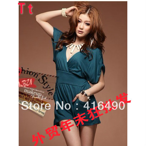 free shipping 2013 fashion Dress women's winter deep V-neck sexy  jumpsuit