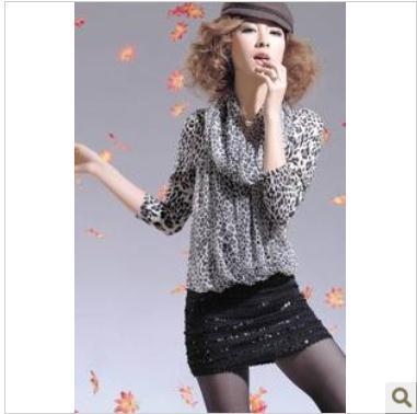 Free shipping/2013 fashion new arrival heap turtleneck leopard print paillette sexy patchwork long-sleeve dress,D-625