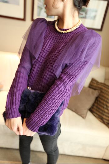 Free shipping 2013 fashion new arrival lace sweater all-match pullover sweater/ lace shoulder long sleeve princess korean style