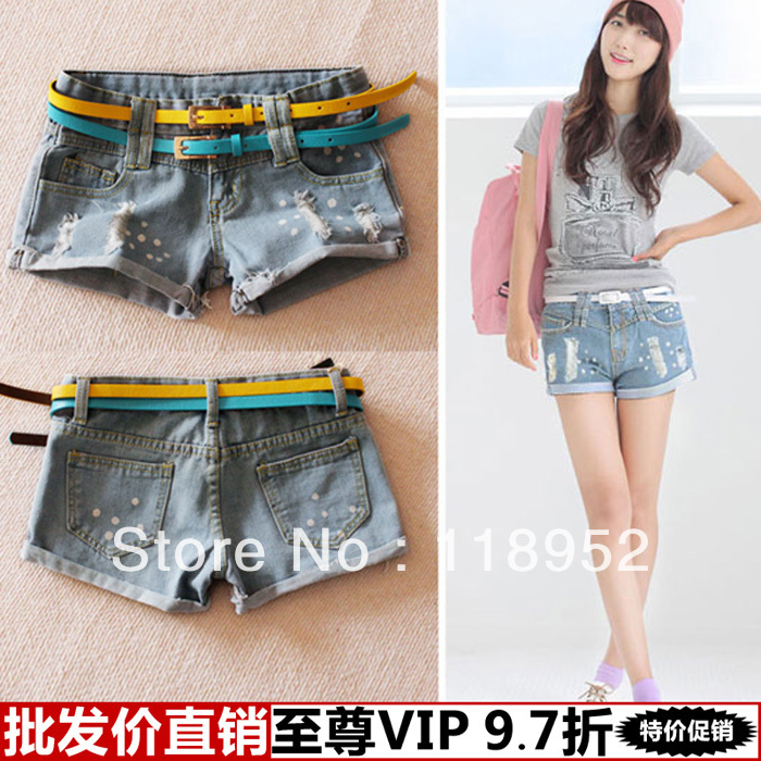 free shipping 2013 fashion sexy roll-up hem retro finishing women's denim short trousers jean short woman