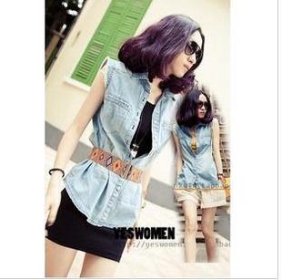 Free shipping 2013 fashion single breasted flash water wash denim vest