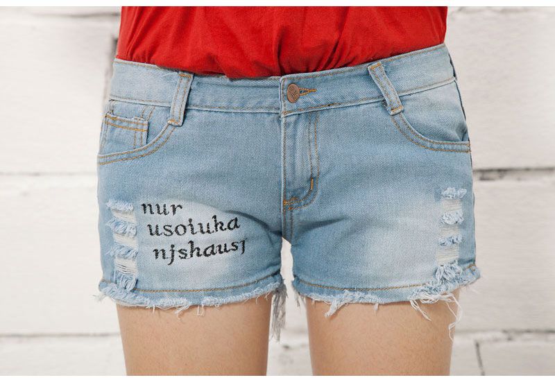 Free shipping 2013 fashion trend  New Personalized English Scrub women's Denim shorts