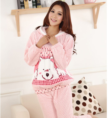 Free Shipping  2013 Flannel Sleepwear  Pajama Set