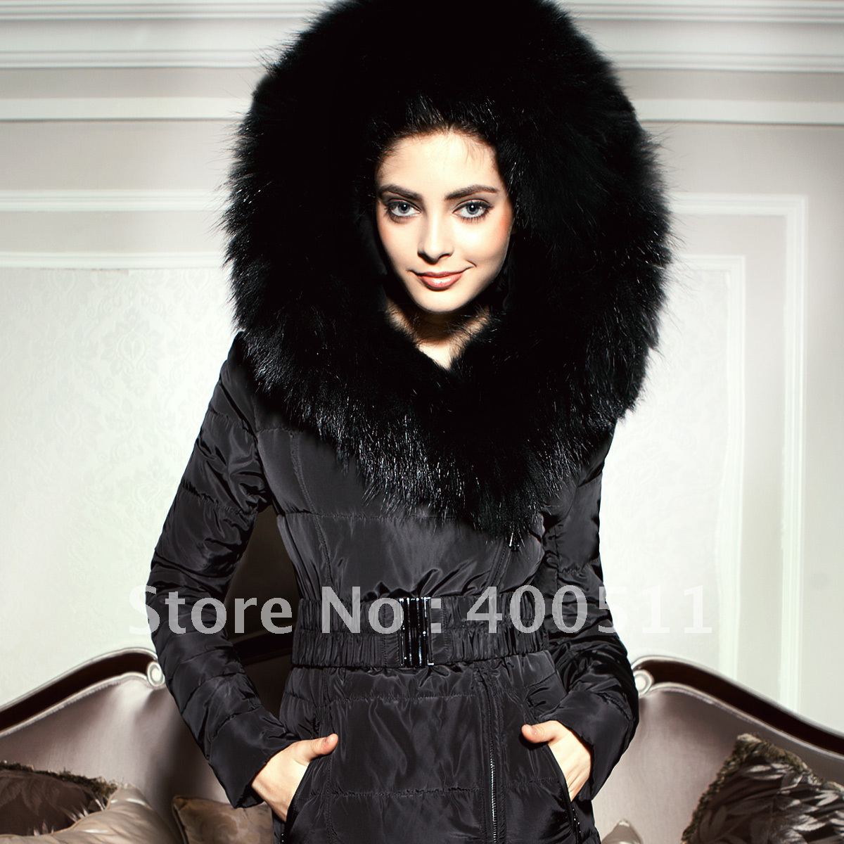 Free shipping 2013 fur collar classic ultra long thermal lady's down coat y028