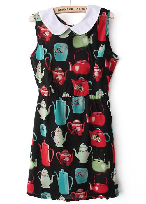 Free shipping! 2013 hot sell Personality kettle print dress