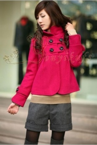 Free shipping!2013 hot sell  Women Korean Fashion Fit Slim Temperament Woolen Collar Jacket Turtleneck Coat Outwear 4 Colors