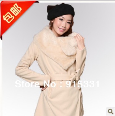 Free shipping!2013 hot sell Women's Wool Long Coat ,Fashion Warm Winter Leasure Wear, Blends Fur Jacket,S/M/L/XL,IRIS Knitting