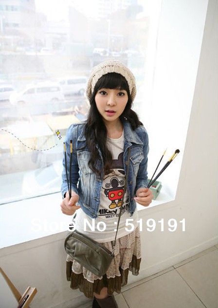 Free shipping 2013 Hot-selling  Lady jeans jackets  slim long-sleeve  denim short jacket /denim coat outwear