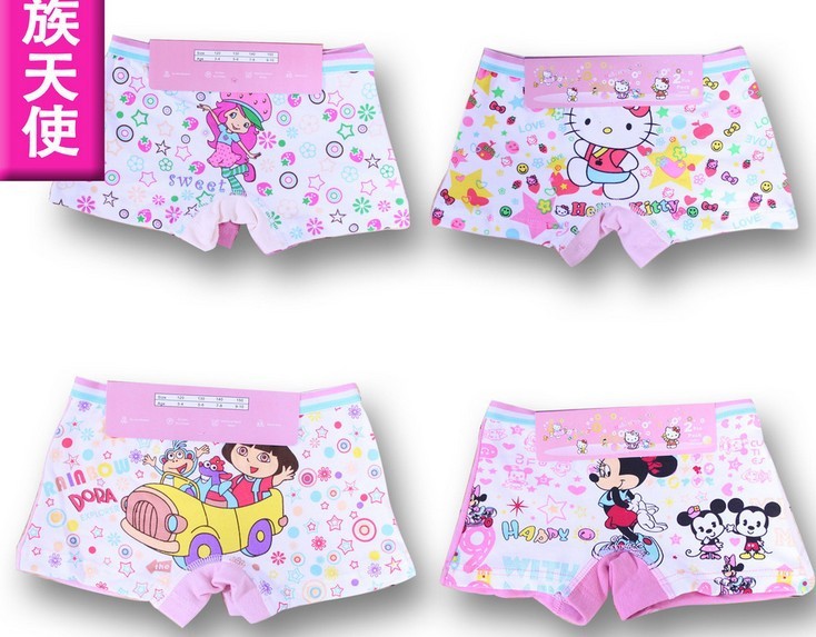 Free Shipping 2013 Kids Girls Cartoon Character Boxers Panties, Children's Shorts  Underwear 12pcs/pack(hello dora)