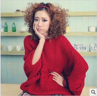 Free shipping 2013 ladies fashion sweater casual pullover knitwear coat wholesale and retail red black